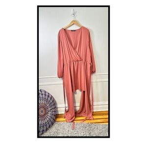 Pretty Little Things Dark Peach Mini Dress with Long Panels in Size 22